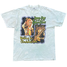 Load image into Gallery viewer, short sleeve dye green shirt. photo of jimmy page and robert plant with tour name: walking to clarksdale tour
