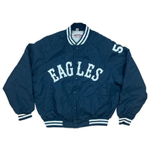 Load image into Gallery viewer, quilted baseball jacket with eagles lettering across chest. button closure with two hand pockets