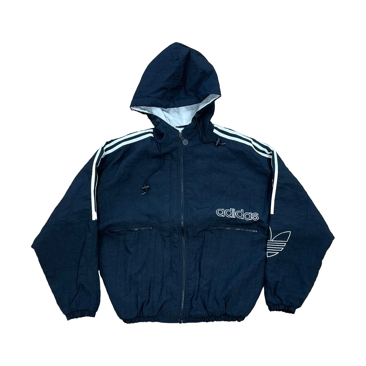 ADIDAS ZIP-UP HOODED JACKET - M (1990'S)