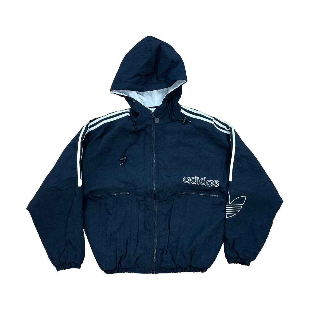 ADIDAS ZIP-UP HOODED JACKET - M (1990'S)