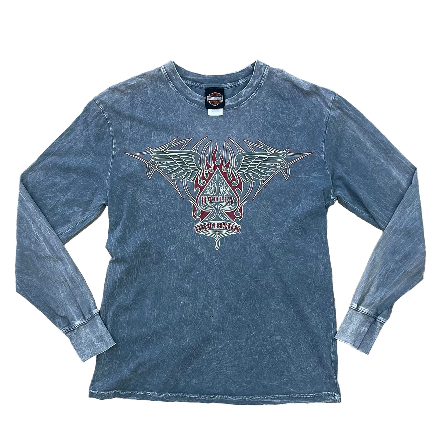 HARLEY DAVIDSON GRAY ACID WASH L/S SHIRT - M (2009)