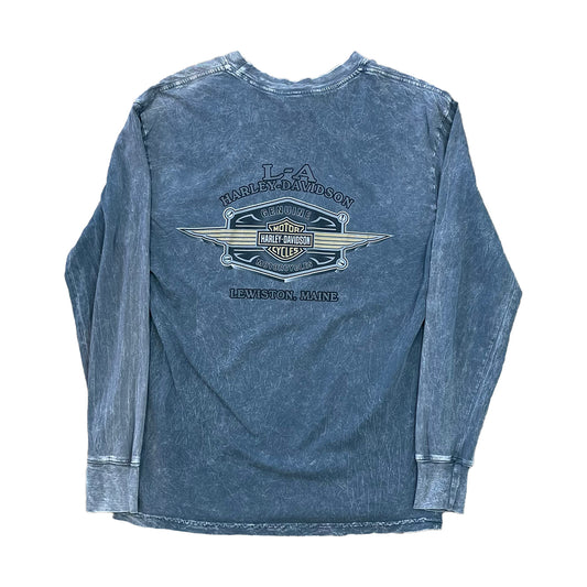 HARLEY DAVIDSON GRAY ACID WASH L/S SHIRT - M (2009)