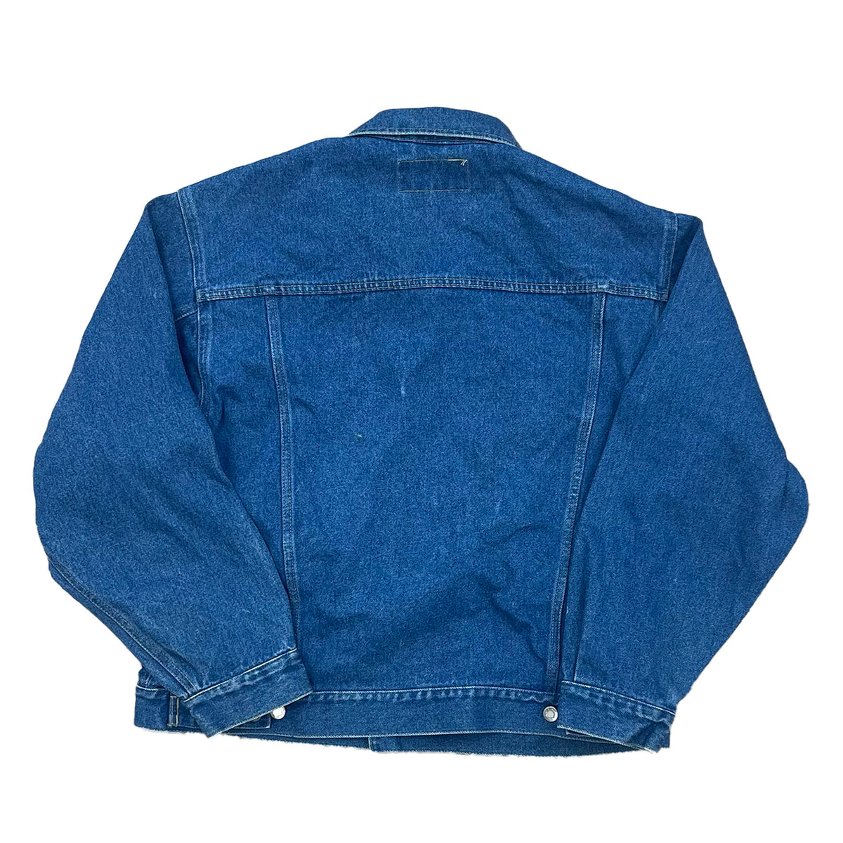 back side of denim jacket.