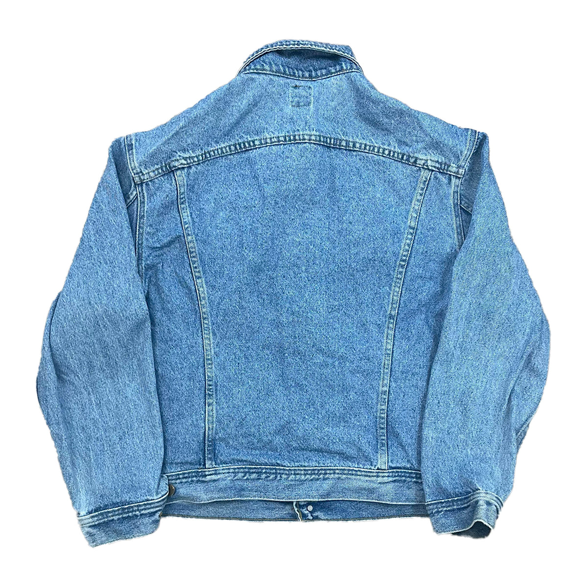 backside of denim jacket